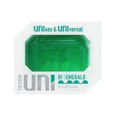 Унісекс-стимулятор Tenga UNI Emerald, зелений, з геометричним рельєфом, лубрикант у комплекті SO9805 фото