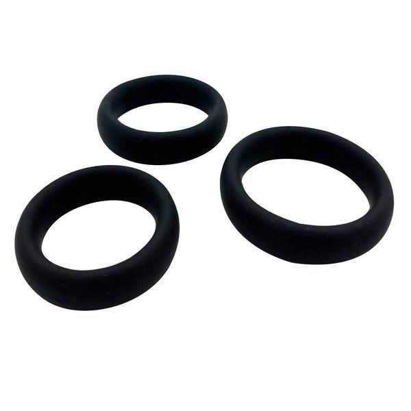 Набір ерекційних кілець Alive Sensual Pleasure Rings, 3 розміри, чорні, дуже еластичні SX0807 фото