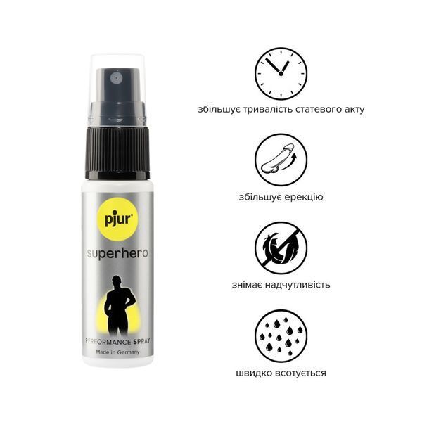 Пролонгувальний спрей pjur Superhero Spray 20 мл, всотується в шкіру, натуральні компоненти PJ10450 фото