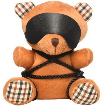 Плюшевий ведмедик ROPE Teddy Bear БДСМ у шкіряній масці та обв&rsquo;язці, 22x16x12 см SO9816 фото