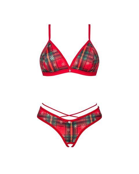 Комплект Obsessive Ms Merrilo 2-pcs set, M/L, м&rsquo;який бюстгальтер та трусики з доступом і з помпоном SX1160 фото