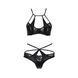 Комплект белья Passion Exclusive NAVEL SET XXL/XXXL, black, трусики и лиф с элементами под латекс PS24903 фото 5