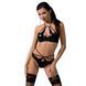 Комплект белья Passion Exclusive NAVEL SET XXL/XXXL, black, трусики и лиф с элементами под латекс PS24903 фото 1