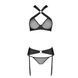 Сітчастий набір AMANDA SET S/M, Black, бюстгальтер з халтером, трусики та пояс для панчох SO5322 фото 4