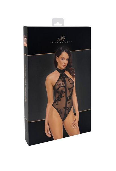 Боді Noir Handmade F314 Ego, XL, black, сітка, халтер, високі вирізи, блискавка по всій довжині SX0324 фото