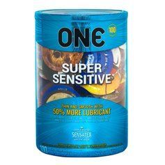 Набір презервативів ONE Super Sensitive, 100 шт, гладенькі, з додатковою змазкою, паковання-тубус SX0733 фото