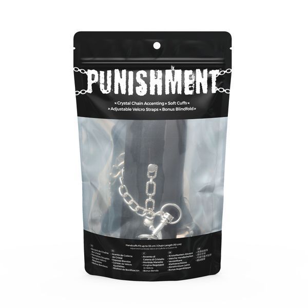 Наручники Punishment &ndash; Crystal Detail Handcuffs &ndash; Black, знімний ланцюжок, оздоблені кристалами SX2227 фото