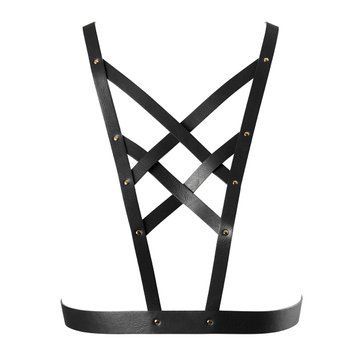 Портупея з екошкіри Bijoux Indiscrets Maze &ndash; Cross Cleavage Harness Black SO5915 фото