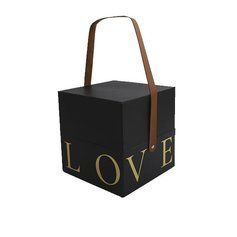 Подарункова коробка з ручкою LOVE чорна, L &ndash; 18,5х18,5х19 см SO5471 фото