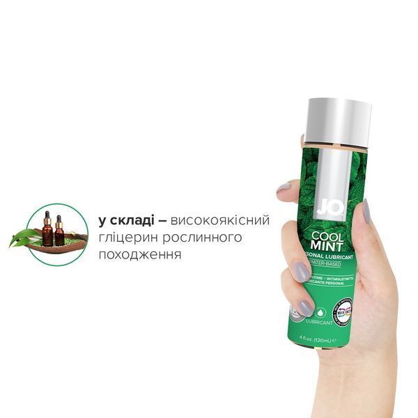 Змазка на водній основі JO H2O &mdash; Cool Mint (120 мл) без цукру, рослинний гліцерин SO1775 фото