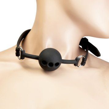 Повітропроникний кляп із силіконовою кулькою Punishment &ndash; Silicone Ball Gag &ndash; Black SX2233 фото