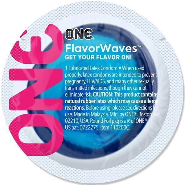Ароматизований презерватив ONE FlavorWaves Bubblegum, 1 шт, фіолетовий, запах жувальної гумки SX0751 фото