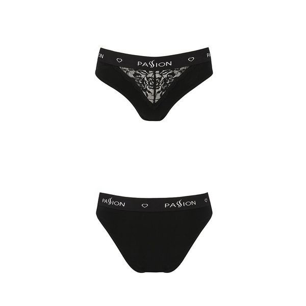Трусики з широкою гумкою і мереживом Passion PS001 PANTIES XL, black SO4162 фото