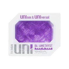 Унісекс-стимулятор Tenga UNI Amethyst, фіолетовий, візерунок у вигляді рельєфних квадратів, лубрикант у комплекті SO9808 фото