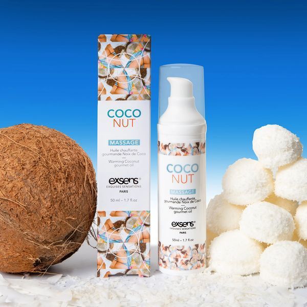 Масажна олія EXSENS Coconut 50 мл розігрівальна, без цукру, без парабенів, їстівна SO2358 фото