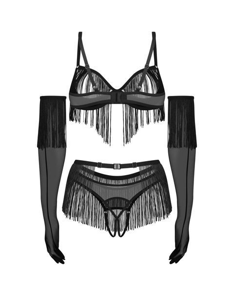 Комплект Obsessive Rossay Black 4-pcs crotchless set S/M SX5096 фото