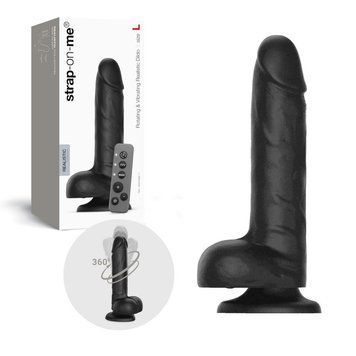 Фалоімітатор з вібрацією та ротацією Strap-On-Me Rotating & Vibrating Realistic Dildo &ndash; L &ndash; Black SX3503 фото