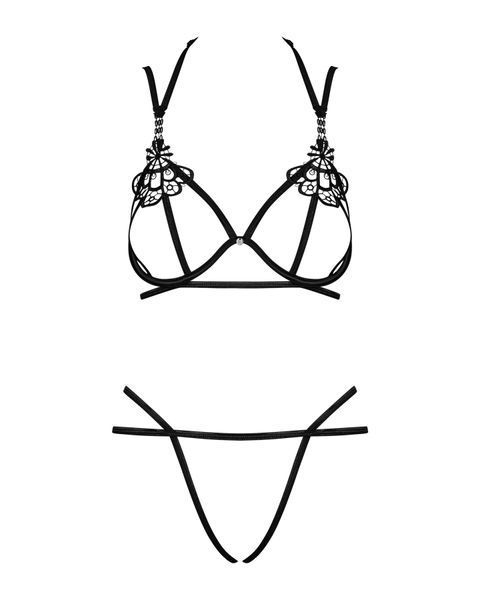 Еротичний комплект зі стреп Obsessive Badossa 2-pcs set L/XL, чорний, з доступом SO7218 фото
